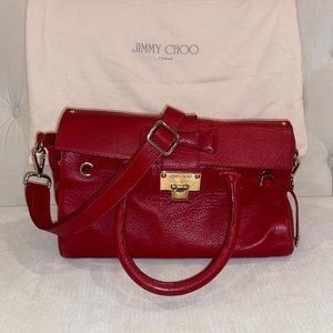 Jimmy Choo red leather crossbody handbag